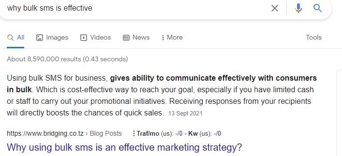 Content on featured snippet