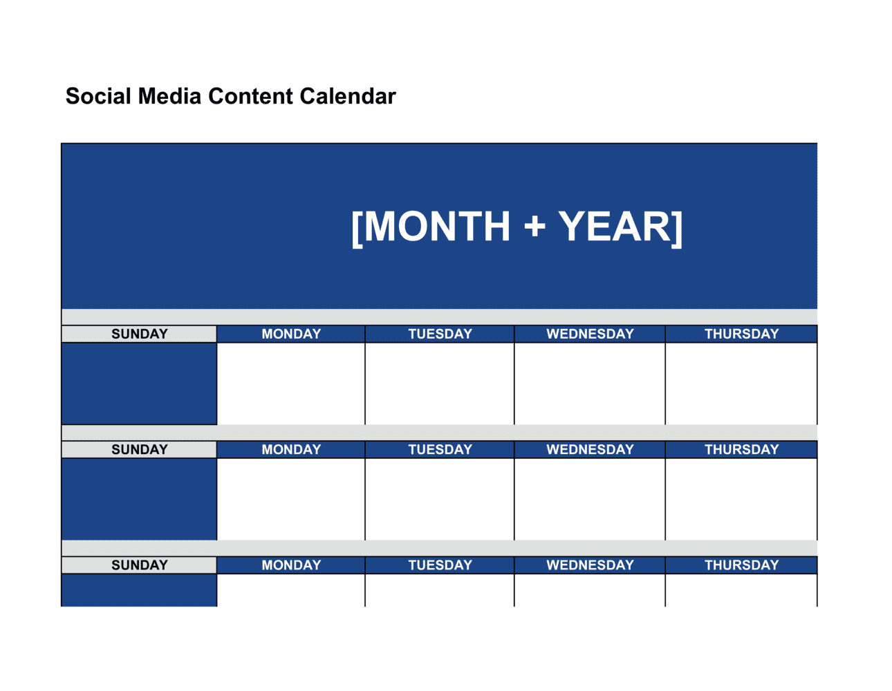 Social media content calendar